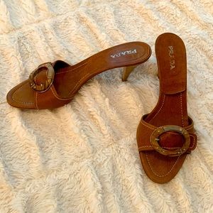 Authentic PRADA brown kitten heel size 40